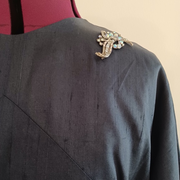 Vintage 1960s A Mendel Creation Size 20 Round Neck 3/4 Sleeve Blue Sheath Dress - Picture 5 of 11